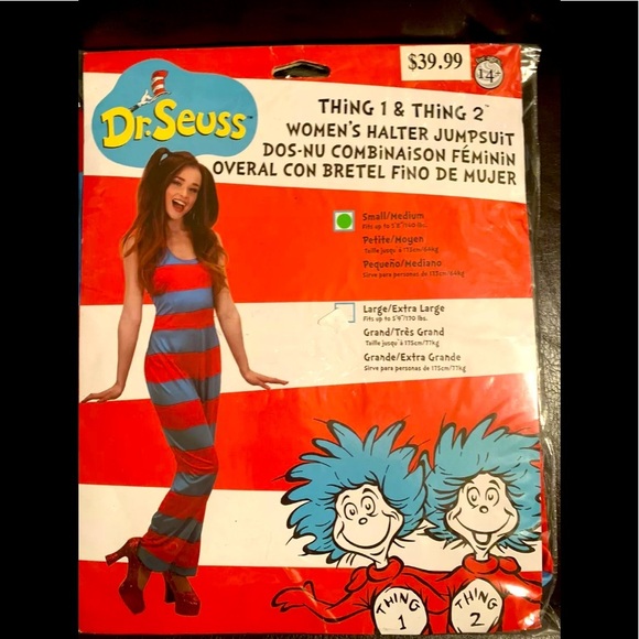 Dr. Seuss Thing 1 & 2 Halter Jumpsuit Women’s Costume Halloween Small/Medium - Picture 1 of 3